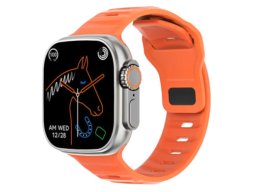 Ceas Smartwatch Alfa WatchMax IdealStore, Ecran tactil de 2.02 HD Inch, Functie de Preluare Apel, Difuzor si Microfon incorporat, Notificari Facebook, Whatssapp, Instagram, Rezistent la apa IP 68, Tensiune arteriala, Blocare prin cod, Orange Edition