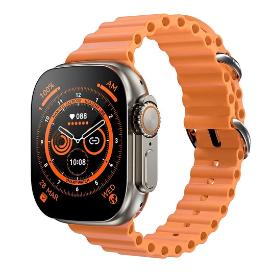 Ceas Smartwatch Alfa, Ecran tactil de 2.1 HD Inch, Functie de Preluare Apel, Difuzor si Microfon incorporat, Notificari Facebook, Whatssapp, Instagram, Rezistent la apa IP68, Senzor ritm cardiac, Orange