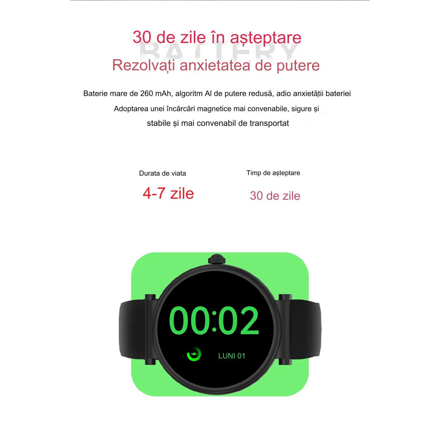 Smartwatch idealSTORE UnikWATCH, 2 Bratari, Functie de Inregistrare Voce, Apeluri Bluetooth, Afisaj AMOLED, Memento, Asistent vocal, Control Playlist Muzical, Urmarire GPS, Moduri Sportive, Rezistent la apa, Monitor Somn, Comanda Vocala, Culoare Negru