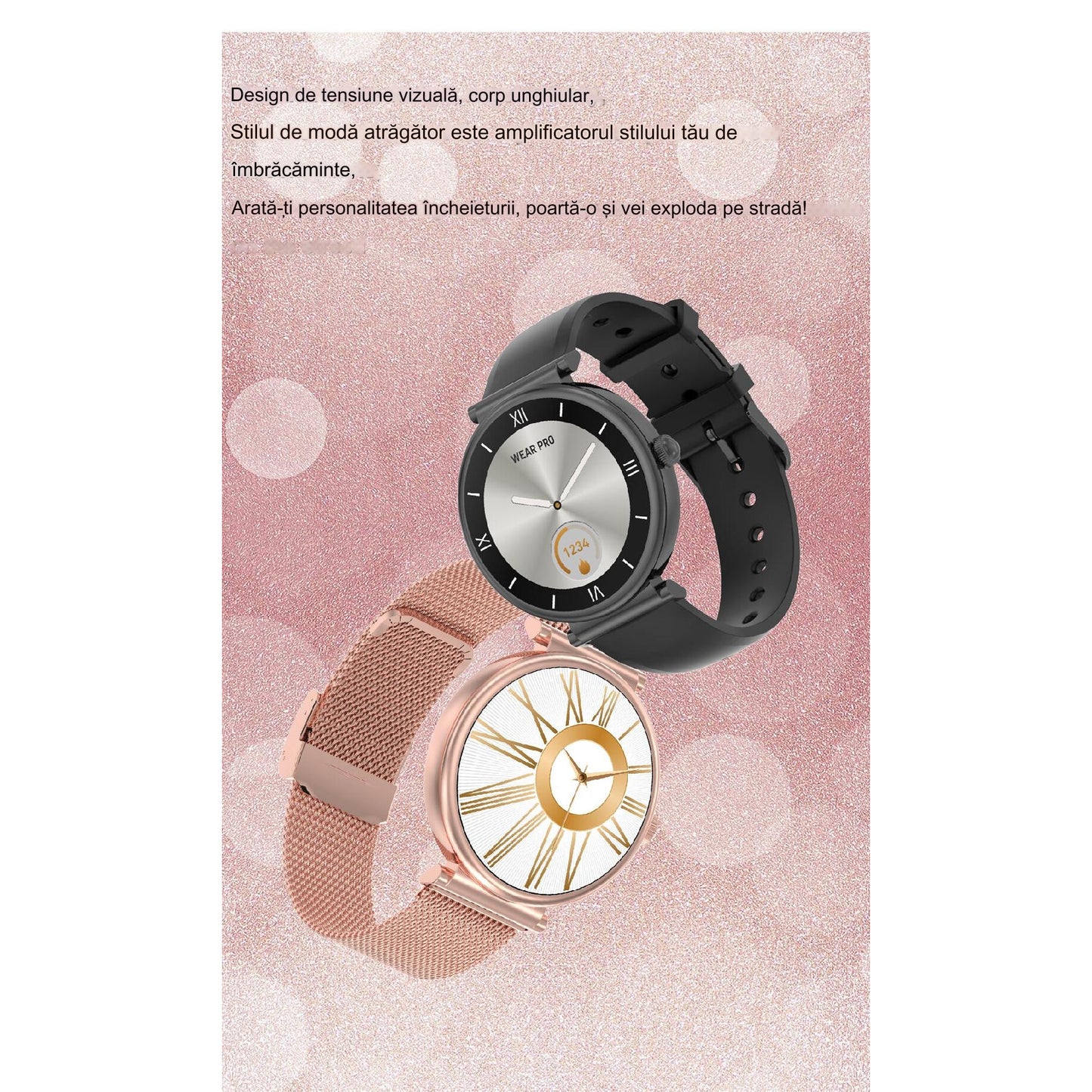 Smartwatch idealSTORE UnikWATCH, 2 Bratari, Functie de Inregistrare Voce, Apeluri Bluetooth, Afisaj AMOLED, Memento, Asistent vocal, Control Playlist Muzical, Urmarire GPS, Moduri Sportive, Rezistent la apa, Monitor Somn, Comanda Vocala, Culoare Negru