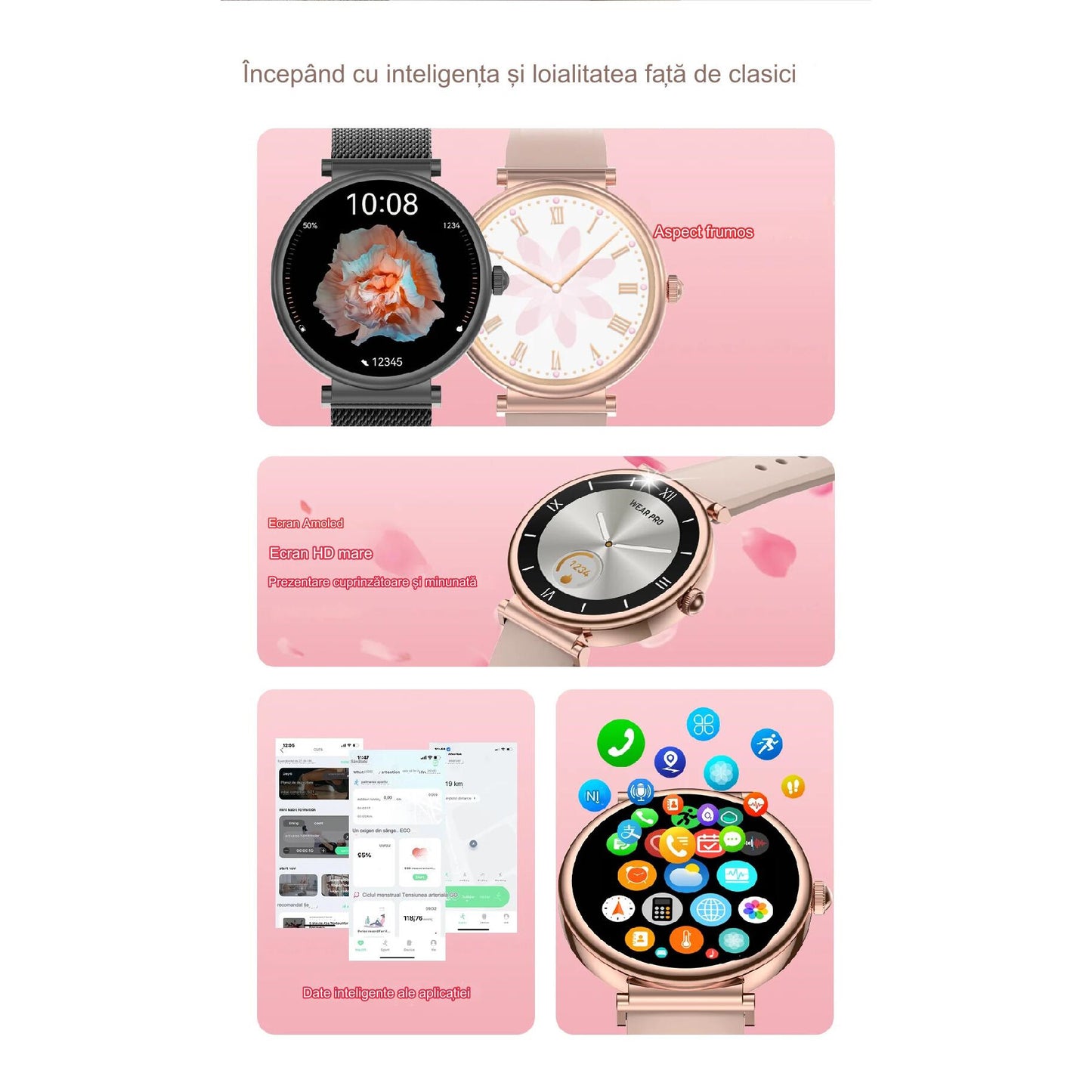 Smartwatch idealSTORE UnikWATCH, 2 Bratari, Functie de Inregistrare Voce, Apeluri Bluetooth, Afisaj AMOLED, Memento, Asistent vocal, Control Playlist Muzical, Urmarire GPS, Moduri Sportive, Rezistent la apa, Monitor Somn, Comanda Vocala, Culoare Negru