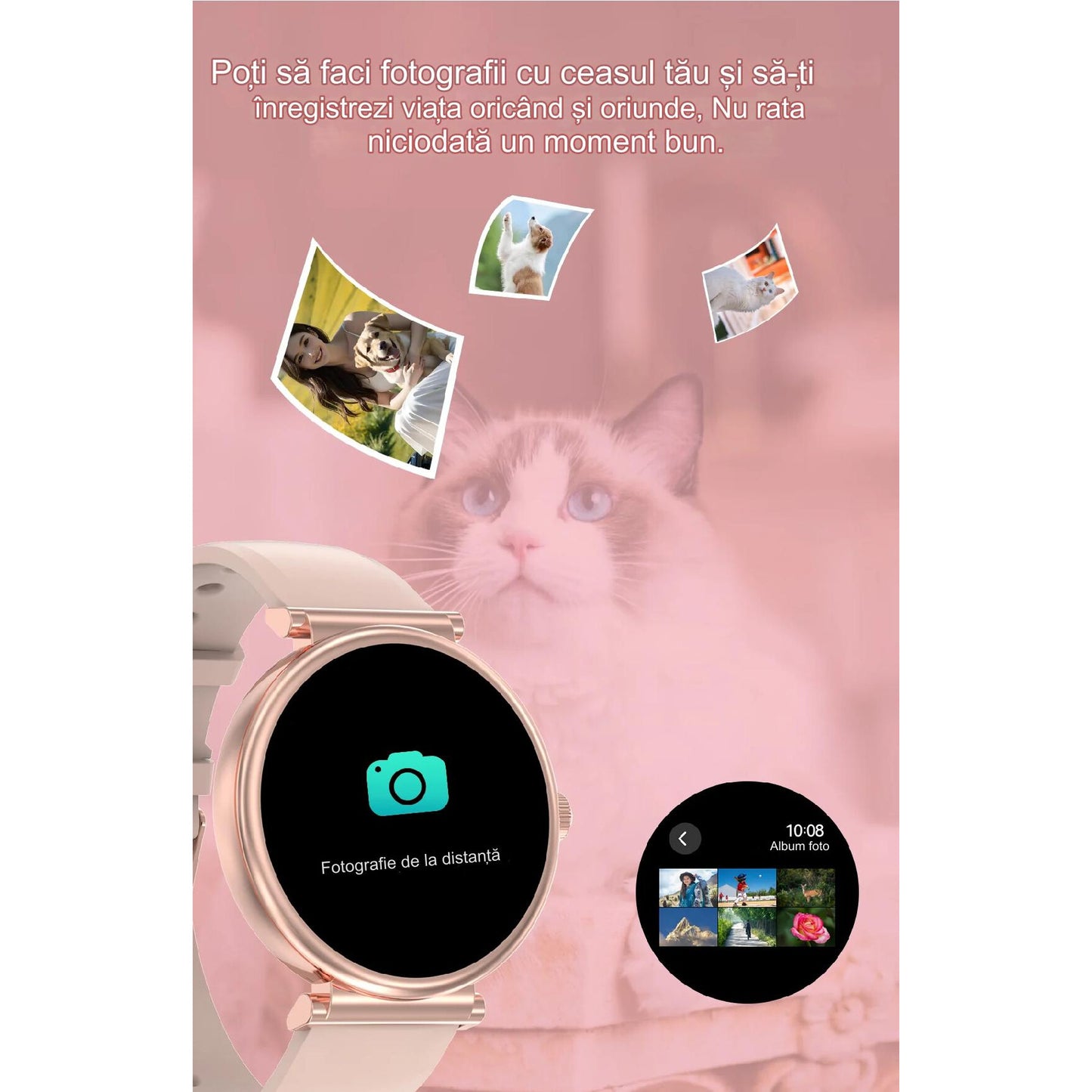 Smartwatch idealSTORE UnikWATCH, 2 Bratari, Functie de Inregistrare Voce, Apeluri Bluetooth, Afisaj AMOLED, Memento, Asistent vocal, Control Playlist Muzical, Urmarire GPS, Moduri Sportive, Rezistent la apa, Monitor Somn, Comanda Vocala, Culoare Silver