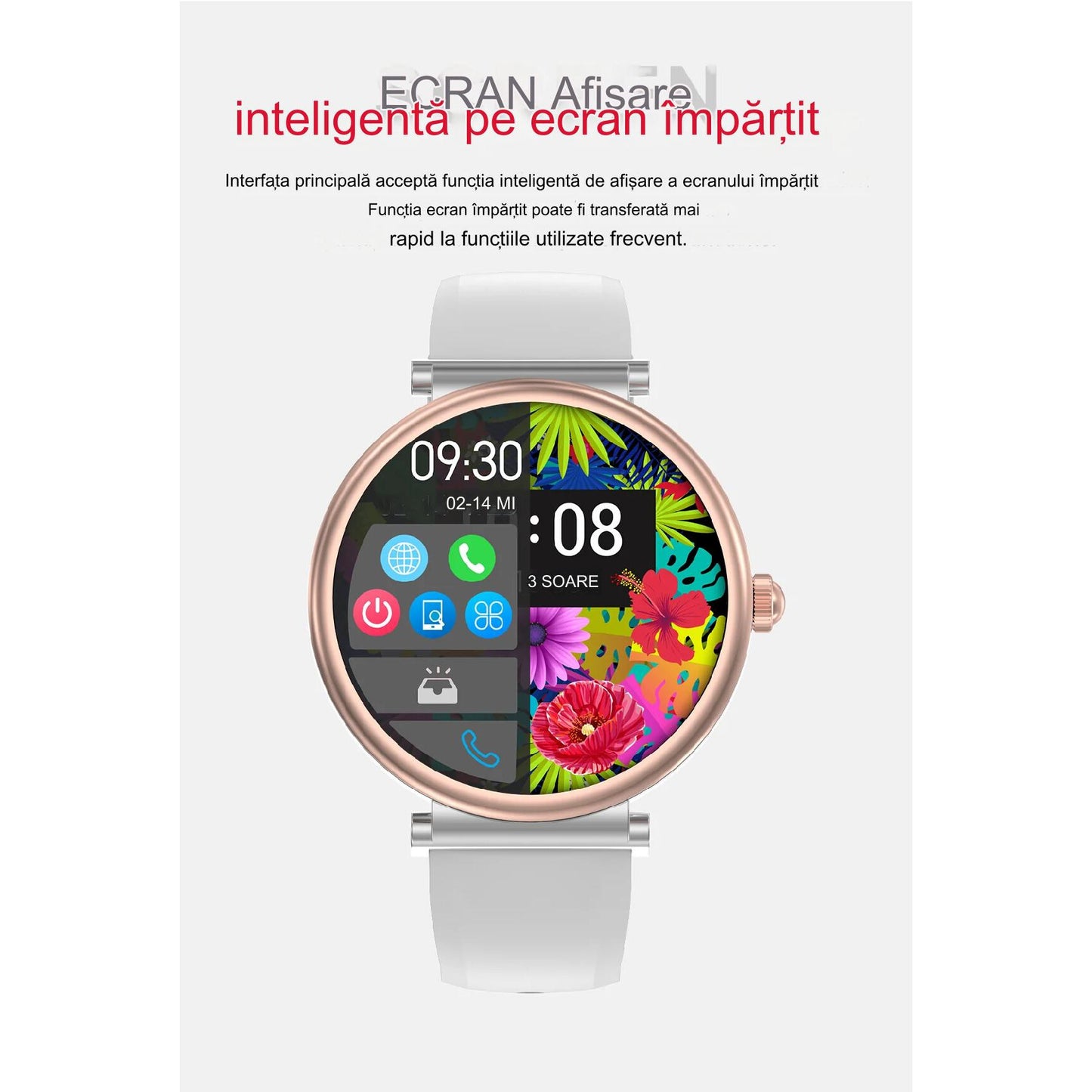Smartwatch idealSTORE UnikWATCH, 2 Bratari, Functie de Inregistrare Voce, Apeluri Bluetooth, Afisaj AMOLED, Memento, Asistent vocal, Control Playlist Muzical, Urmarire GPS, Moduri Sportive, Rezistent la apa, Monitor Somn, Comanda Vocala, Culoare Silver