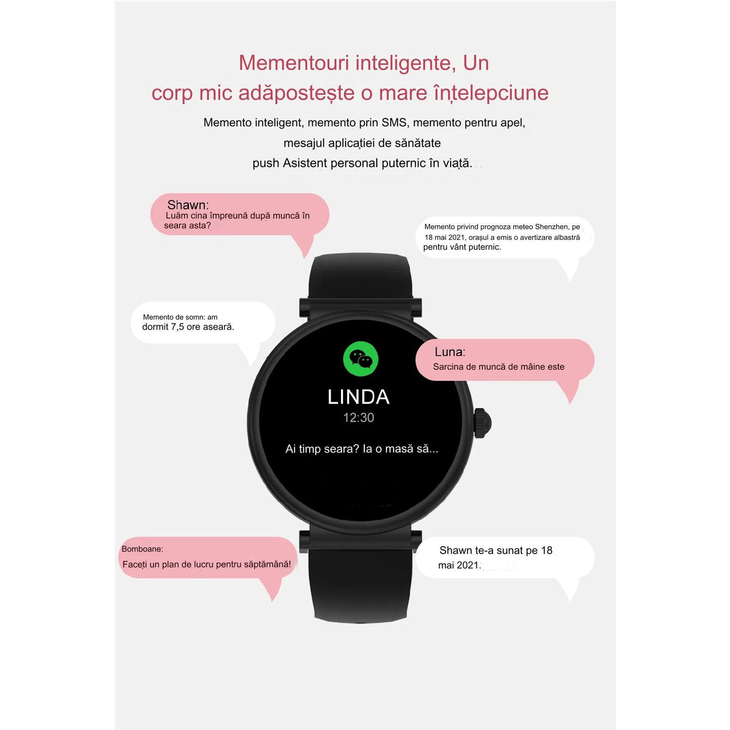 Smartwatch idealSTORE UnikWATCH, 2 Bratari, Functie de Inregistrare Voce, Apeluri Bluetooth, Afisaj AMOLED, Memento, Asistent vocal, Control Playlist Muzical, Urmarire GPS, Moduri Sportive, Rezistent la apa, Monitor Somn, Comanda Vocala, Culoare Silver