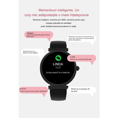 Smartwatch idealSTORE UnikWATCH, 2 Bratari, Functie de Inregistrare Voce, Apeluri Bluetooth, Afisaj AMOLED, Memento, Asistent vocal, Control Playlist Muzical, Urmarire GPS, Moduri Sportive, Rezistent la apa, Monitor Somn, Comanda Vocala, Culoare Silver