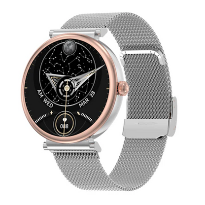 Smartwatch idealSTORE UnikWATCH, 2 Bratari, Functie de Inregistrare Voce, Apeluri Bluetooth, Afisaj AMOLED, Memento, Asistent vocal, Control Playlist Muzical, Urmarire GPS, Moduri Sportive, Rezistent la apa, Monitor Somn, Comanda Vocala, Culoare Silver