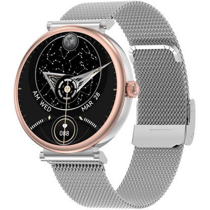 Smartwatch idealSTORE UnikWATCH, 2 Bratari, Functie de Inregistrare Voce, Apeluri Bluetooth, Afisaj AMOLED, Memento, Asistent vocal, Control Playlist Muzical, Urmarire GPS, Moduri Sportive, Rezistent la apa, Monitor Somn, Comanda Vocala, Culoare Silver