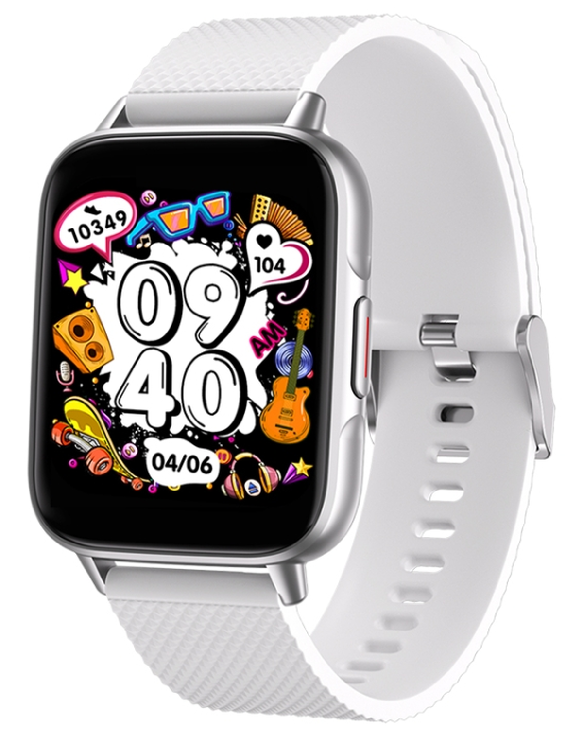 Smartwatch idealStore UpBest23, Apel Bluetooth, Difuzor si Microfon Incorporat, Asistent Vocal, NFC, Multi-Sport, Monitor Cardio si Oxigen, Termometru, Display HD, Sticla Curbata, Blocare cu parola, Baterie 200mah, culoare Alb