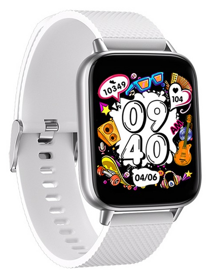 Smartwatch idealStore UpBest23, Apel Bluetooth, Difuzor si Microfon Incorporat, Asistent Vocal, NFC, Multi-Sport, Monitor Cardio si Oxigen, Termometru, Display HD, Sticla Curbata, Blocare cu parola, Baterie 200mah, culoare Alb