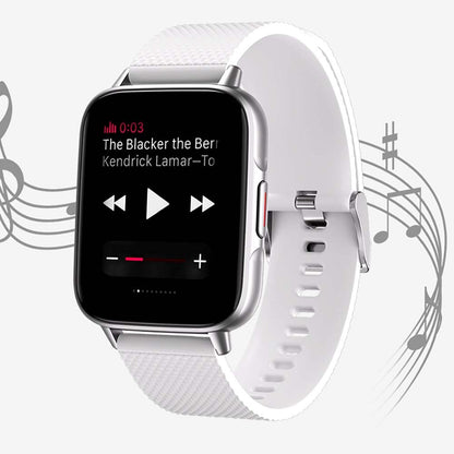 Smartwatch idealStore UpBest23, Apel Bluetooth, Difuzor si Microfon Incorporat, Asistent Vocal, NFC, Multi-Sport, Monitor Cardio si Oxigen, Termometru, Display HD, Sticla Curbata, Blocare cu parola, Baterie 200mah, culoare Alb