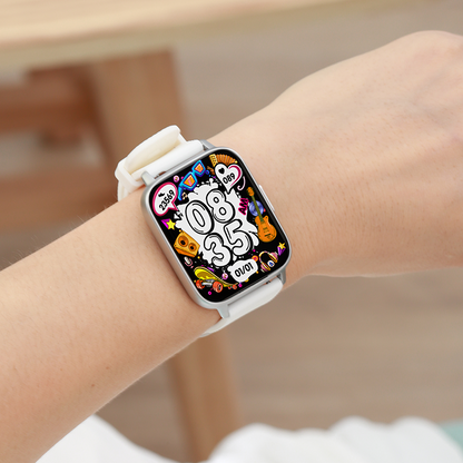 Smartwatch idealStore UpBest23, Apel Bluetooth, Difuzor si Microfon Incorporat, Asistent Vocal, NFC, Multi-Sport, Monitor Cardio si Oxigen, Termometru, Display HD, Sticla Curbata, Blocare cu parola, Baterie 200mah, culoare Alb