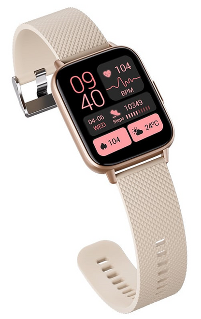 Smartwatch idealStore UpBest23, Apel Bluetooth, Difuzor si Microfon Incorporat, Asistent Vocal, NFC, Multi-Sport, Monitor Cardio si Oxigen, Termometru, Display HD, Sticla Curbata, Blocare cu parola, Baterie 200mah, culoare Gold