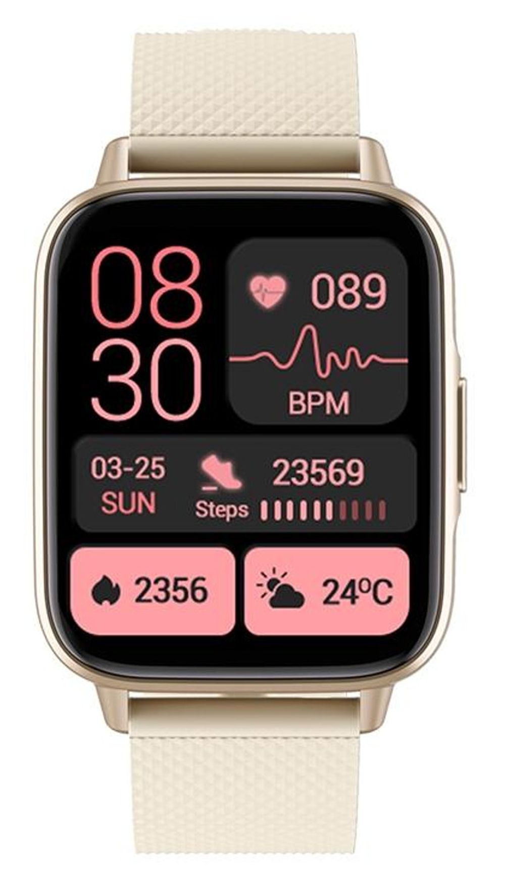 Smartwatch idealStore UpBest23, Apel Bluetooth, Difuzor si Microfon Incorporat, Asistent Vocal, NFC, Multi-Sport, Monitor Cardio si Oxigen, Termometru, Display HD, Sticla Curbata, Blocare cu parola, Baterie 200mah, culoare Gold