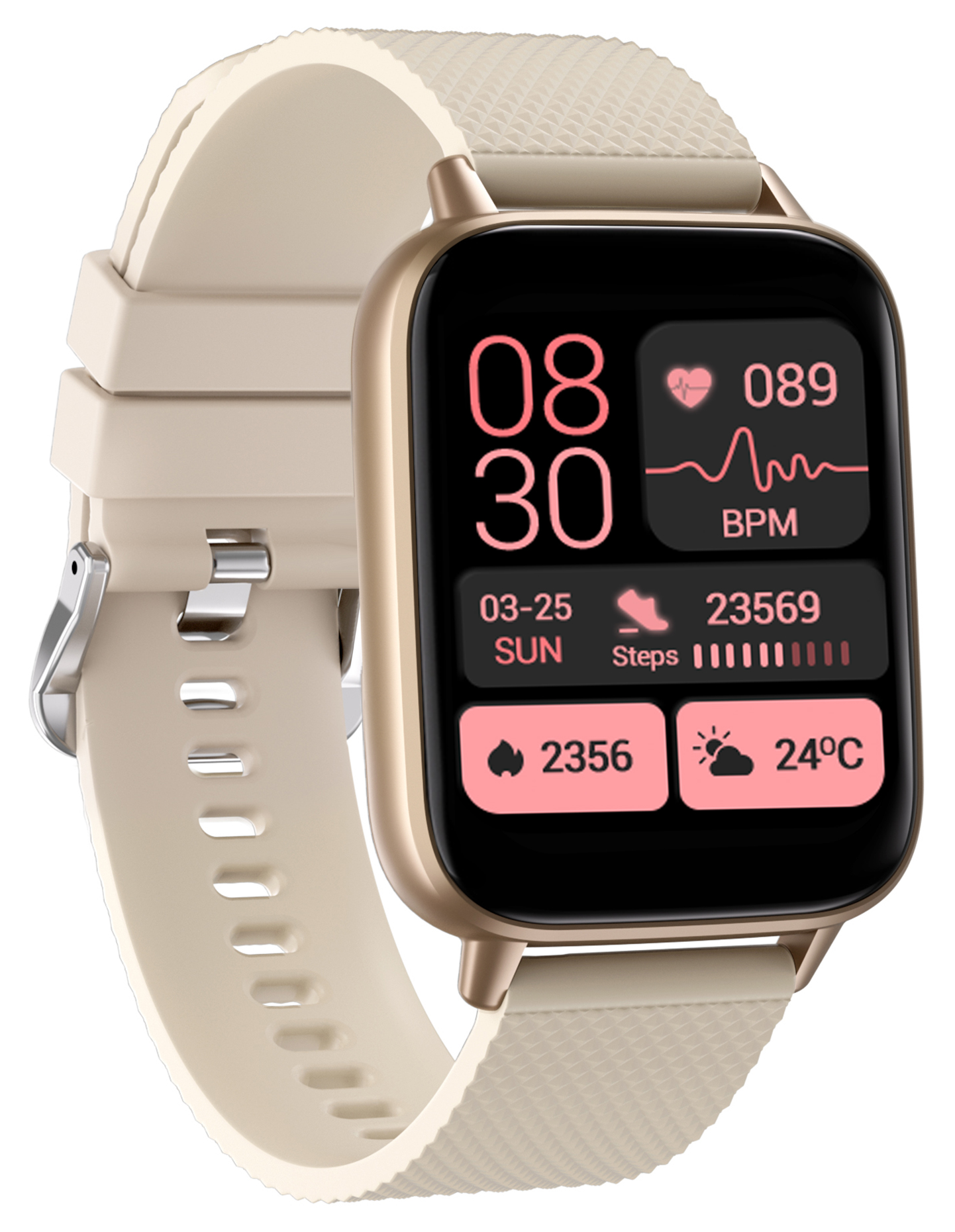 Smartwatch idealStore UpBest23, Apel Bluetooth, Difuzor si Microfon Incorporat, Asistent Vocal, NFC, Multi-Sport, Monitor Cardio si Oxigen, Termometru, Display HD, Sticla Curbata, Blocare cu parola, Baterie 200mah, culoare Gold