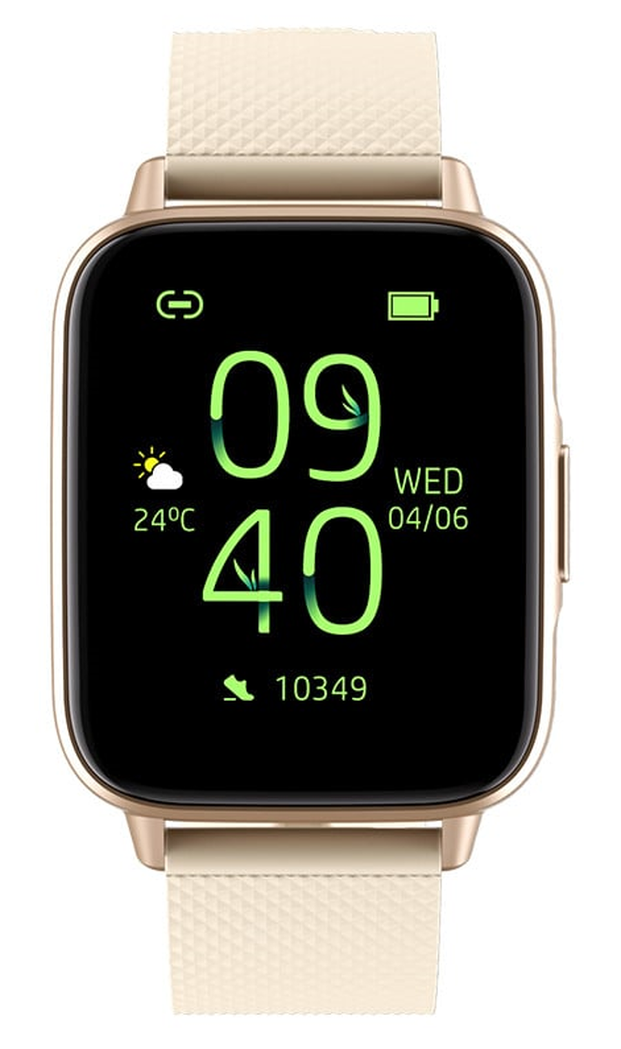 Smartwatch idealStore UpBest23, Apel Bluetooth, Difuzor si Microfon Incorporat, Asistent Vocal, NFC, Multi-Sport, Monitor Cardio si Oxigen, Termometru, Display HD, Sticla Curbata, Blocare cu parola, Baterie 200mah, culoare Gold