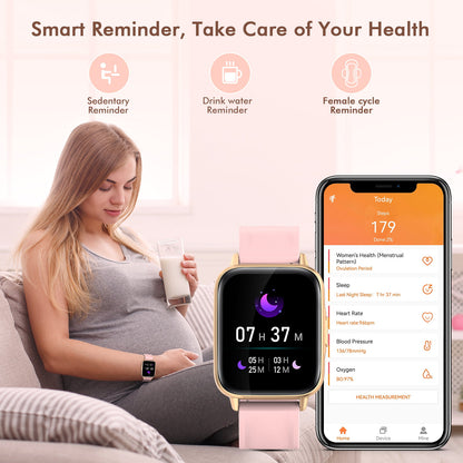 Smartwatch idealStore UpBest23, Apel Bluetooth, Difuzor si Microfon Incorporat, Asistent Vocal, NFC, Multi-Sport, Monitor Cardio si Oxigen, Termometru, Display HD, Sticla Curbata, Blocare cu parola, Baterie 200mah, culoare Gold