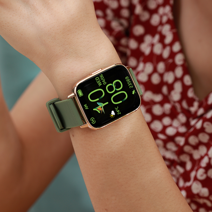 Smartwatch idealStore NEW UpBest23, Apel Bluetooth, Difuzor si Microfon Incorporat, Asistent Vocal, NFC, Multi-Sport, Monitor Cardio si Oxigen, Termometru, Display HD, Sticla Curbata, Baterie 200 mah, culoare Verde