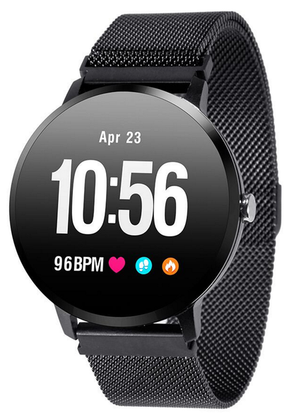 Ceas Smartwatch Apex V11 2 in 1 , Display de 1.3' FULL Color OLED , Rezistenta ip67 Praf si Picaturi de Apa, Ritm Cardiac , Tensiometru , Monitorizare Somn , Pedometru, Notificari SMS si Apeluri , Vremea , Curea Metalica Neagra