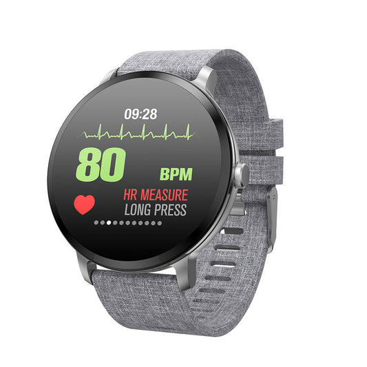 Ceas Smartwatch Apex V11 2 in 1 , Display de 1.3' FULL Color OLED , Rezistenta Apa ip67, Ritm Cardiac , Tensiometru , Monitorizare Somn , Pedometru, Notificari SMS si Apeluri , Vremea , Curea Textila Stil Panza cu Cadran Argintiu
