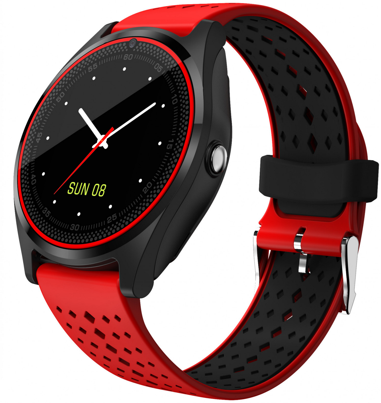 Ceas Smartwatch VANTAGE 9 2017, Bluetooth, Camera foto, Functie Telefon, Ecran Lcd, Anti lost, Facebook, Whatsapp, Sedentary remind, Curea detasabila, Model Nou, Rosu