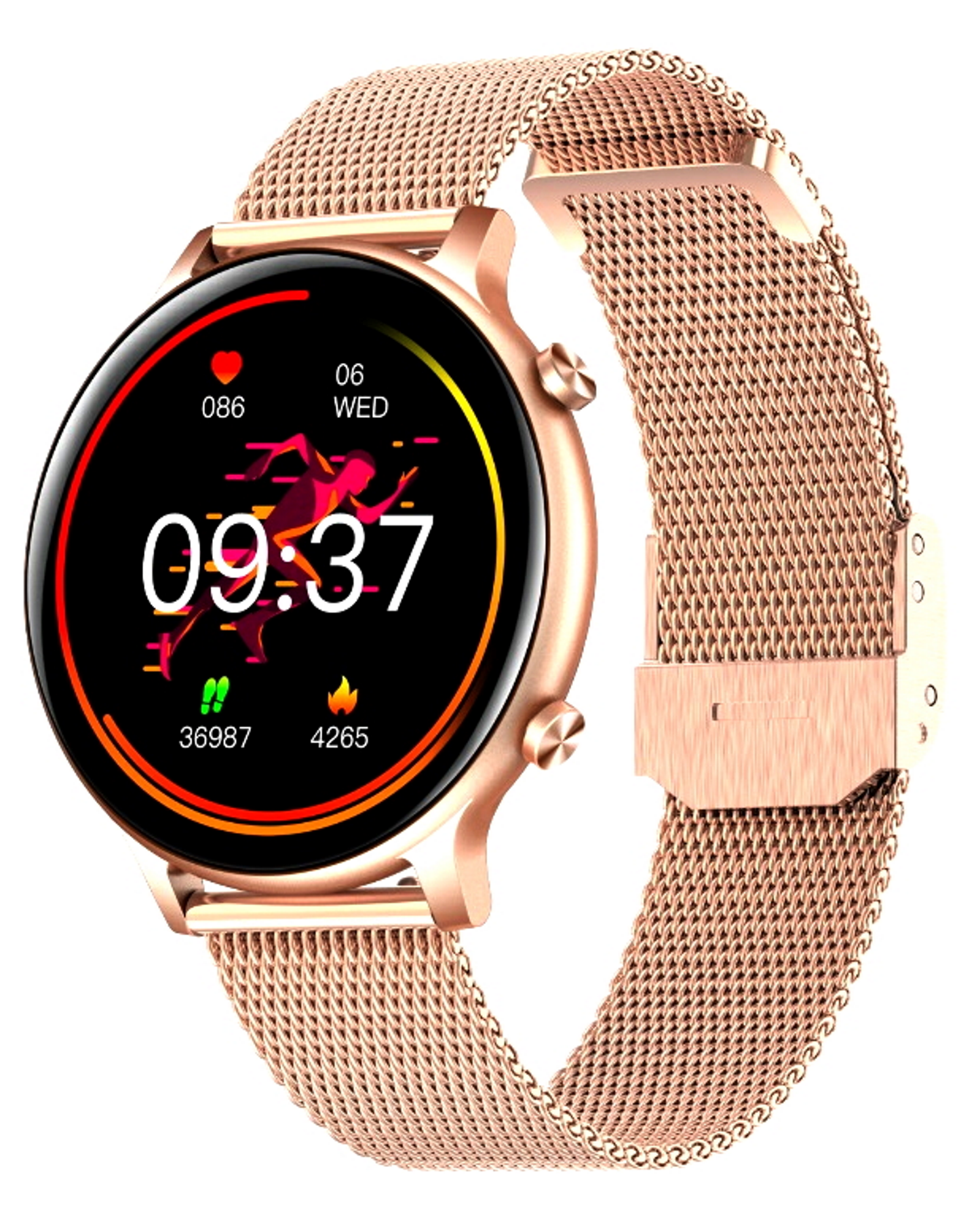 Ceas SmartWatch Versa idealStore, Dimensiunea Ecran 1.32 inch, Rezistent la Apa, Bluetooth, Monitor Ritm Cardiac, Tesiune Arteriala, Oxigen din Sange, Notificari Apeluri, Multi Sport, Compatibil iOS si Android, Gold