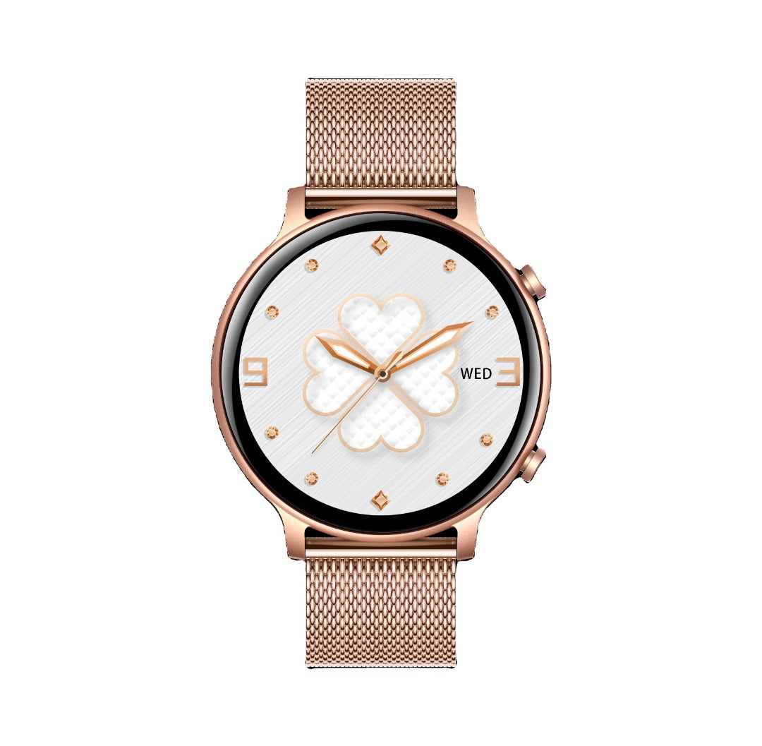 Ceas SmartWatch Versa idealStore, Dimensiunea Ecran 1.32 inch, Rezistent la Apa, Bluetooth, Monitor Ritm Cardiac, Tesiune Arteriala, Oxigen din Sange, Notificari Apeluri, Multi Sport, Compatibil iOS si Android, Gold