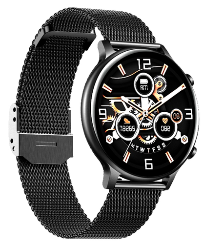 Ceas SmartWatch Versa idealStore, Dimensiunea Ecran 1.32 inch, Rezistent la Apa, Bluetooth, Monitor Ritm Cardiac, Tesiune Arteriala, Oxigen din Sange, Notificari Apeluri, Multi Sport, Compatibil iOS si Android, Negru