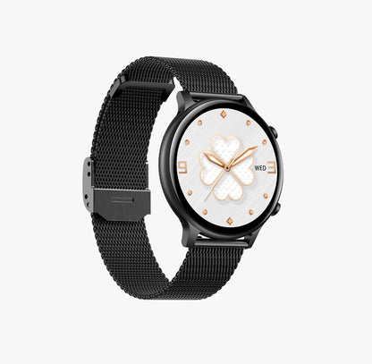 Ceas SmartWatch Versa idealStore, Dimensiunea Ecran 1.32 inch, Rezistent la Apa, Bluetooth, Monitor Ritm Cardiac, Tesiune Arteriala, Oxigen din Sange, Notificari Apeluri, Multi Sport, Compatibil iOS si Android, Negru