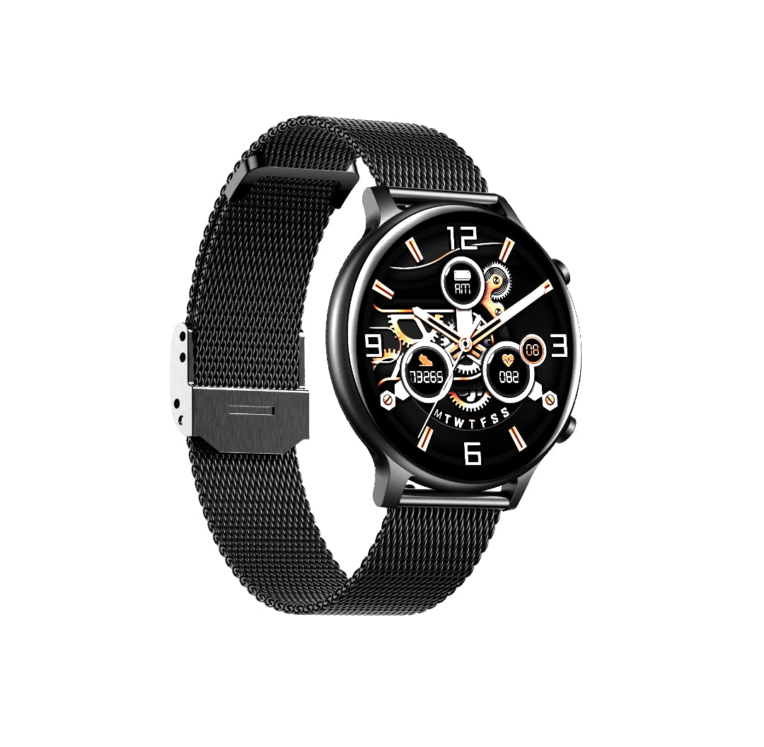 Ceas SmartWatch Versa idealStore, Dimensiunea Ecran 1.32 inch, Rezistent la Apa, Bluetooth, Monitor Ritm Cardiac, Tesiune Arteriala, Oxigen din Sange, Notificari Apeluri, Multi Sport, Compatibil iOS si Android, Negru