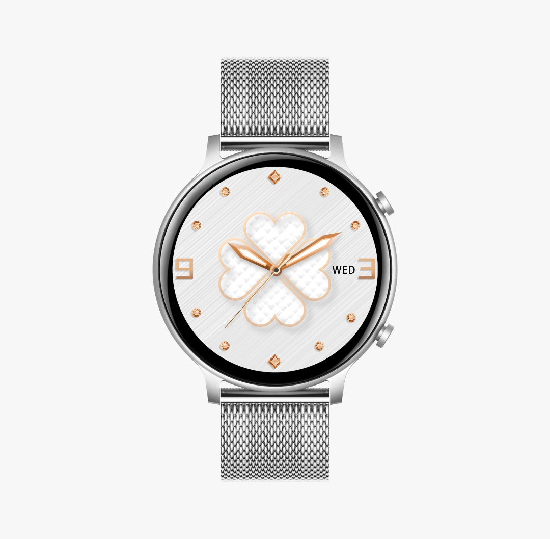 Ceas SmartWatch Versa idealStore, Dimensiunea Ecran 1.32 inch, Rezistent la Apa, Bluetooth, Monitor Ritm Cardiac, Tesiune Arteriala, Oxigen din Sange, Notificari Apeluri, Multi Sport, Compatibil iOS si Android, Silver