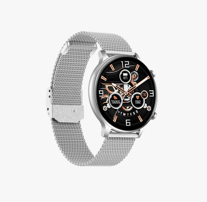 Ceas SmartWatch Versa idealStore, Dimensiunea Ecran 1.32 inch, Rezistent la Apa, Bluetooth, Monitor Ritm Cardiac, Tesiune Arteriala, Oxigen din Sange, Notificari Apeluri, Multi Sport, Compatibil iOS si Android, Silver