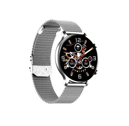 Ceas SmartWatch Versa idealStore, Dimensiunea Ecran 1.32 inch, Rezistent la Apa, Bluetooth, Monitor Ritm Cardiac, Tesiune Arteriala, Oxigen din Sange, Notificari Apeluri, Multi Sport, Compatibil iOS si Android, Silver
