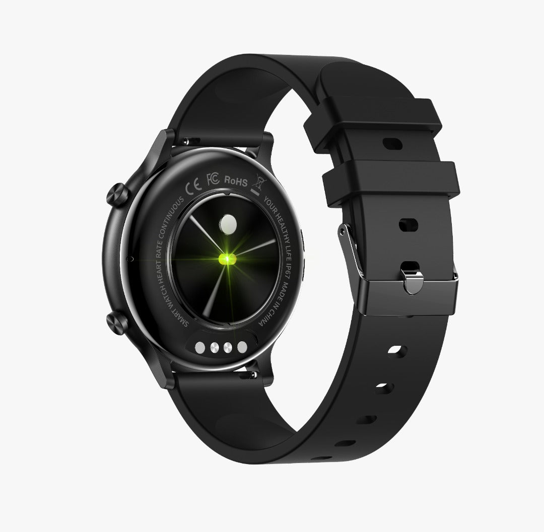 Ceas SmartWatch Versa idealStore, Dimensiunea Ecran 1.32 inch, Rezistent la Apa, Bluetooth, Monitor Ritm Cardiac, Tesiune Arteriala, Oxigen din Sange, Notificari Apeluri, Multi Sport, Compatibil iOS si Android, Black