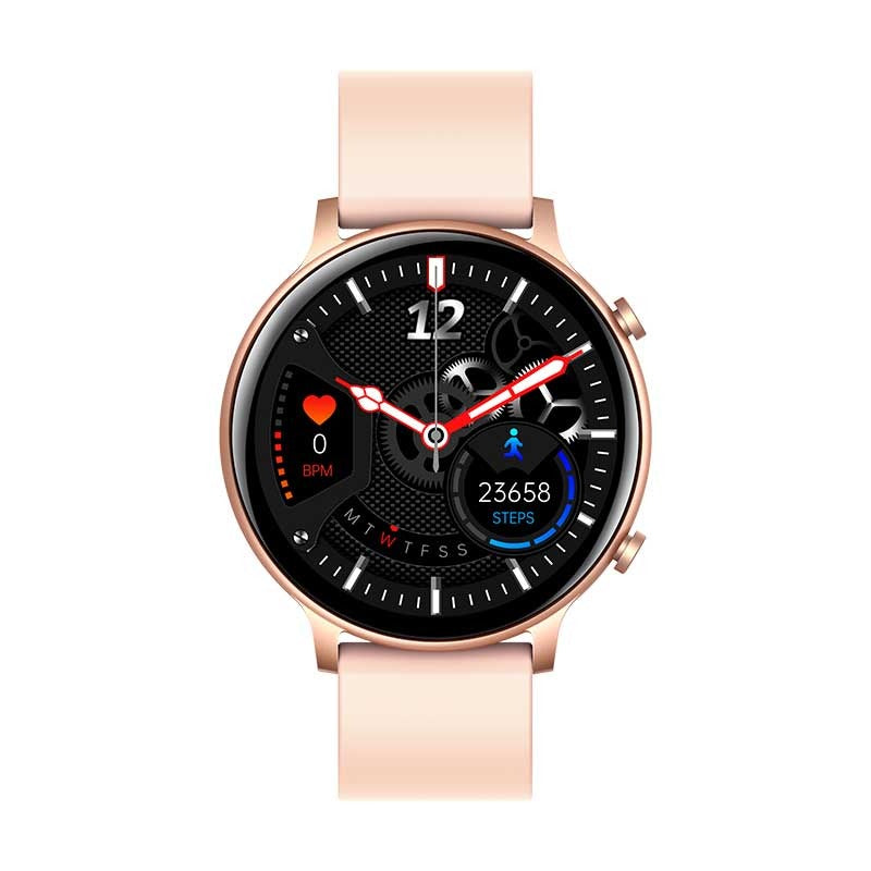 Ceas SmartWatch Versa idealStore, Dimensiunea Ecran 1.32 inch, Rezistent la Apa, Bluetooth, Monitor Ritm Cardiac, Tesiune Arteriala, Oxigen din Sange, Notificari Apeluri, Multi Sport, Compatibil iOS si Android, Rose