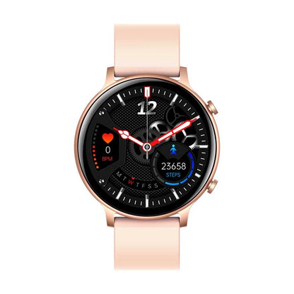 Ceas SmartWatch Versa idealStore, Dimensiunea Ecran 1.32 inch, Rezistent la Apa, Bluetooth, Monitor Ritm Cardiac, Tesiune Arteriala, Oxigen din Sange, Notificari Apeluri, Multi Sport, Compatibil iOS si Android, Rose