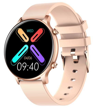 Ceas SmartWatch Versa idealStore, Dimensiunea Ecran 1.32 inch, Rezistent la Apa, Bluetooth, Monitor Ritm Cardiac, Tesiune Arteriala, Oxigen din Sange, Notificari Apeluri, Multi Sport, Compatibil iOS si Android, Rose