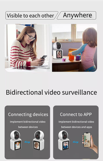 Baby Monitor si Camera de Supraveghere idealSTORE, Apel Video, Rotire, Monitorizare pe Telefon, Activare la Miscare si Sunete, Functie de Apel, Apelare Vocala, Microfon si Difuzor Incorporat, Video bidirectional, pentru Copii si Varstnici, Full HD 1080P