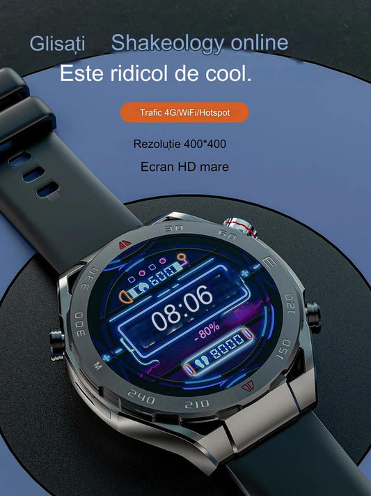 Ceas Smartwatch idealSTORE ViperWatch, cu SIM, Apel, Apel Video, Navigatie GPS, 4G, WiFi Camera 5 Mpx, Sistem Operarare Android, Aplicatii Sociale, Memorie 16 GB, Ritm Cardiac, Oxigen Sange, Tensiune Arteriala, Carcasa din Fibra de Carbon