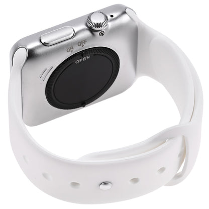 Ceas Smartwatch cu functie de Telefon GrandVision, Curea Silicon Soft Alba,Slot cartela SIM,G-Senzor,Notificari Apeluri,Fb,WApp,Display IPS,Camera Foto HD,Apeluri,BT 4.0,Monitorizare Somn,Pedometru,Sedentarism,Design modern,Carcasa Aluminium Silver