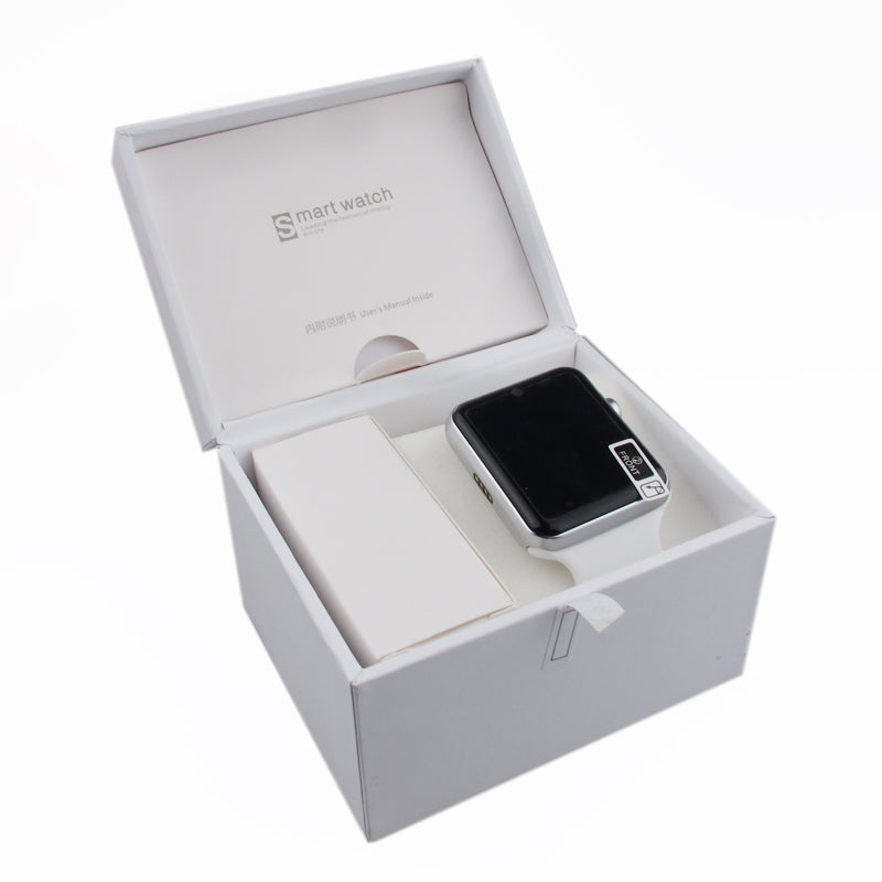 Ceas Smartwatch cu functie de Telefon GrandVision, Curea Silicon Soft Alba,Slot cartela SIM,G-Senzor,Notificari Apeluri,Fb,WApp,Display IPS,Camera Foto HD,Apeluri,BT 4.0,Monitorizare Somn,Pedometru,Sedentarism,Design modern,Carcasa Aluminium Silver