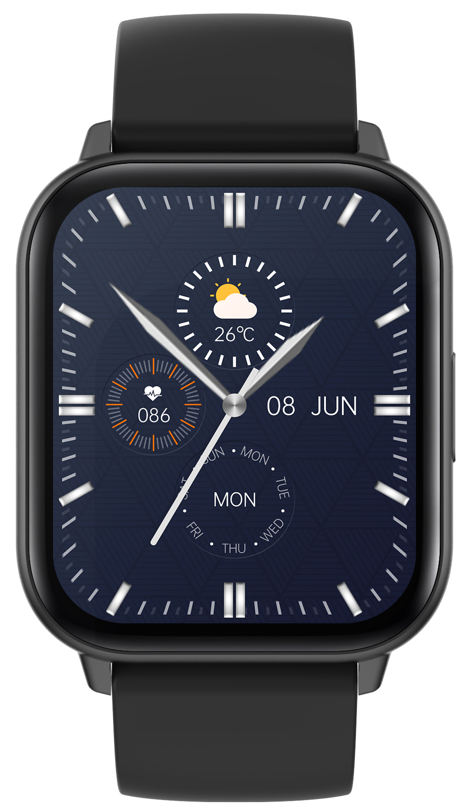 Smartwatch idealSTORE SaphirVision, Apel Bluetooth, Ecran HD Curbat 1,91 inchi, Monitorizare Fitness, Ritm Cardiac si Tensiune Arteriala, Compatibil iOS/Android, Negru