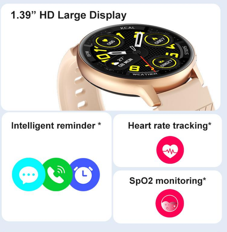 Ceas SmartWatch VisionStyle idealSTORE, Ecran Full Touch1, 39 inch, Android/IOS, Bluetooth, Difuzor-Microfon, Apeluri, Mesaje Control Muzica-Foto, Monitorizare Somn, Ritm Cardiac, Tensiune Arteriala SpO2, Pedometru, Fitness Traker, IP67, Notificari
