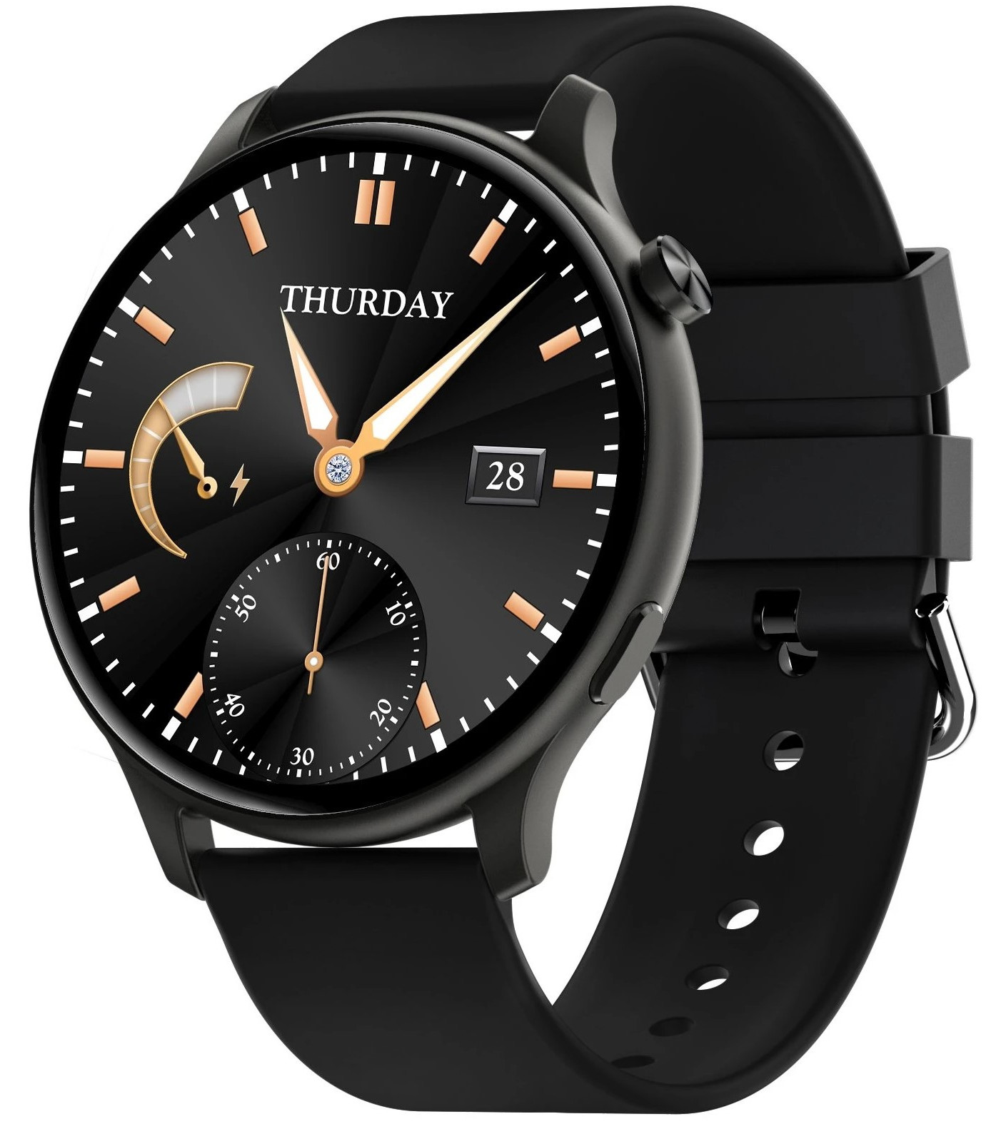 Smartwatch idealSTORE NEW Viva, Preluare Apeluri si Mesaje, Full HD, Ecran 1.28', Monitorizare Tensiune Arteriala, Frecventa Cardiaca, Rezistent la apa IP67, Bluetooth, Mod multi-sport, Operare Android sau IOS, culoare Negru