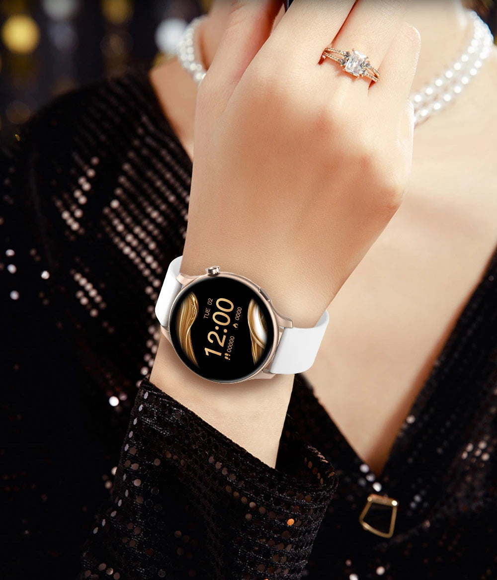 Smartwatch VIVA GOLD IdealStore Full HD, Ecran de 1.28 Inch cu rezolutie 240x240, Monitorizare tensiune arteriala si frecventa cardiaca, Rezistent la apa IP67, Preluare apeluri si mesaje Bluetooth, Mod multi-sport, Sistem de operare Android sau IOS