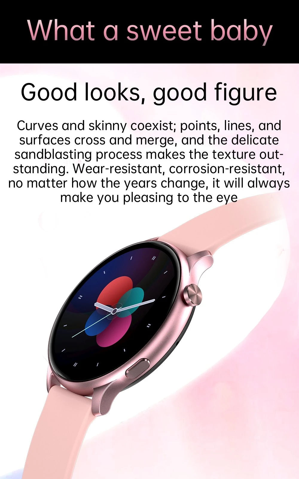 Smartwatch VIVA PINK IdealStore Full HD, Ecran de 1.28 Inch cu rezolutie 240x240, Monitorizare tensiune arteriala si frecventa cardiaca, Rezistent la apa IP67, Preluare apeluri si mesaje Bluetooth, Mod multi-sport, Sistem de operare Android sau IOS