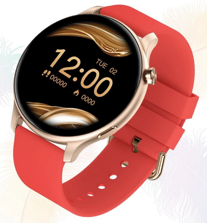 Smartwatch VIVA RED IdealStore Full HD, Ecran de 1.28 Inch cu rezolutie 240x240, Monitorizare tensiune arteriala si frecventa cardiaca, Rezistent la apa IP67, Preluare apeluri si mesaje Bluetooth, Mod multi-sport, Sistem de operare Android sau IOS