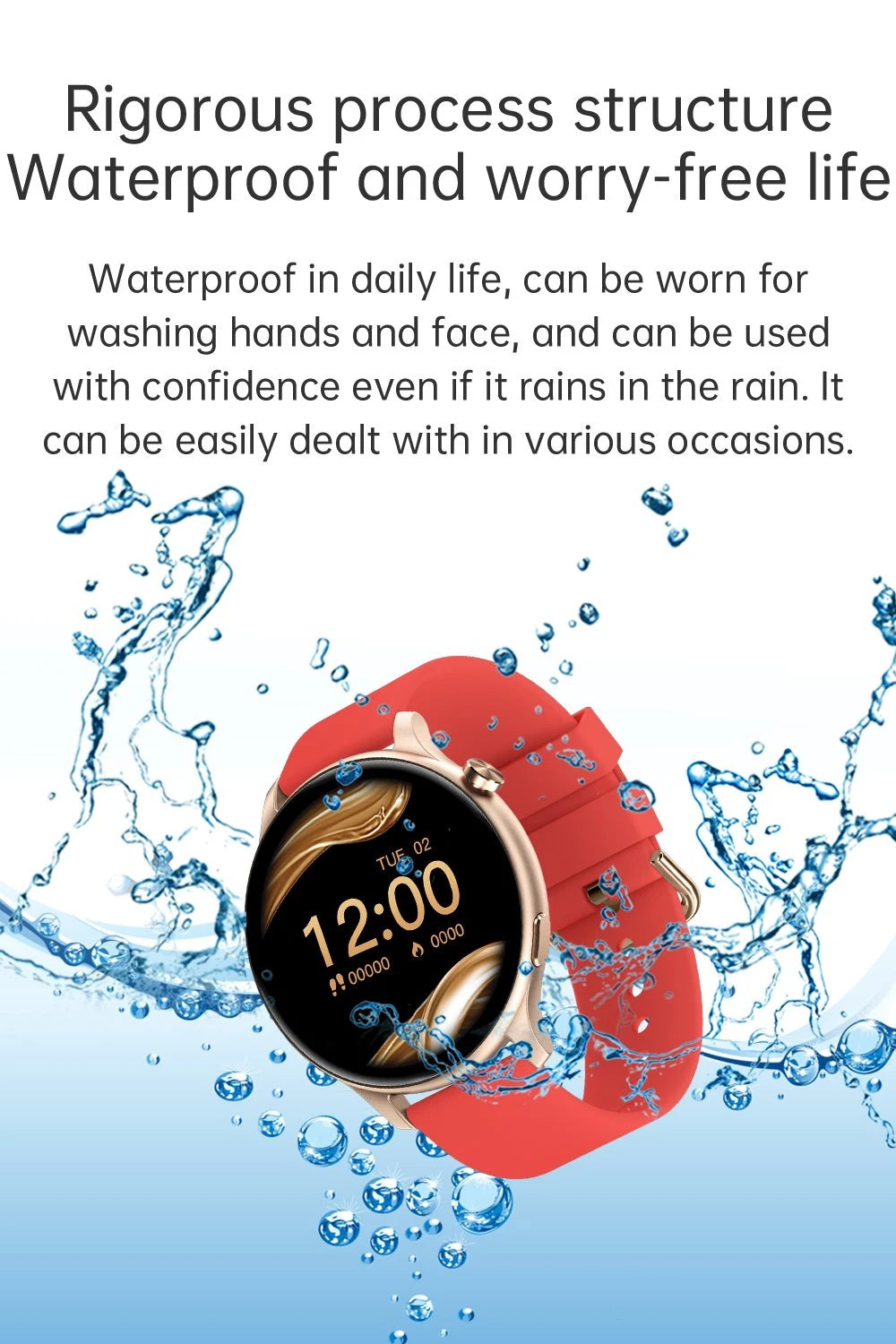 Smartwatch VIVA RED IdealStore Full HD, Ecran de 1.28 Inch cu rezolutie 240x240, Monitorizare tensiune arteriala si frecventa cardiaca, Rezistent la apa IP67, Preluare apeluri si mesaje Bluetooth, Mod multi-sport, Sistem de operare Android sau IOS