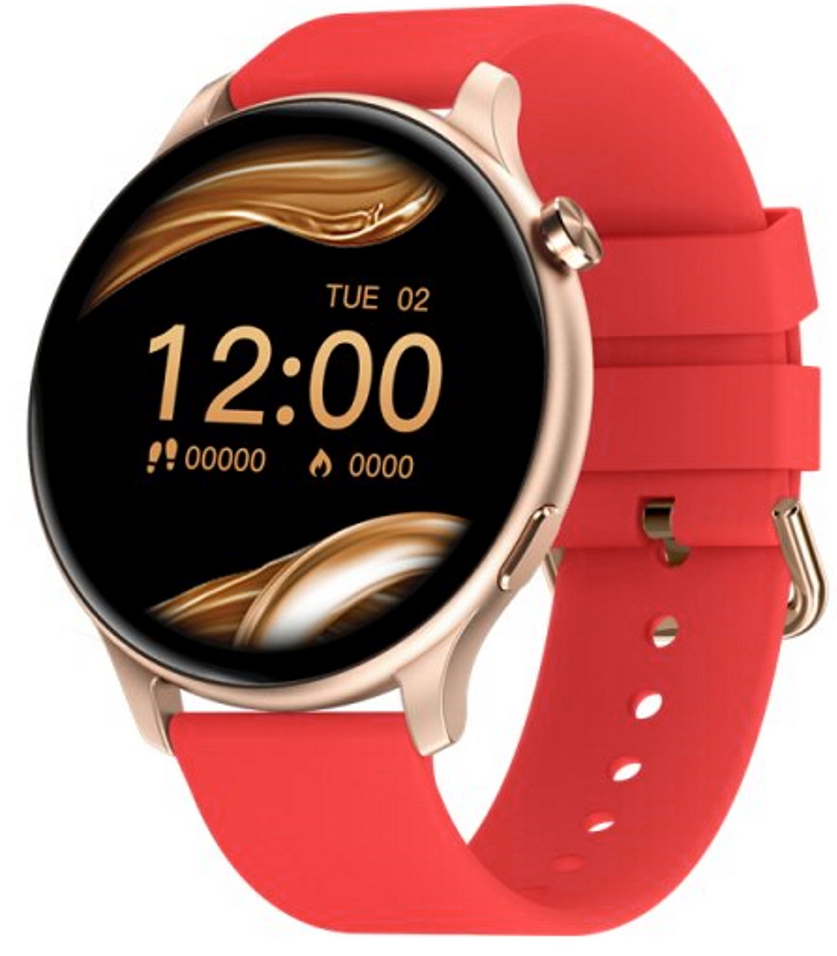Smartwatch VIVA RED IdealStore Full HD, Ecran de 1.28 Inch cu rezolutie 240x240, Monitorizare tensiune arteriala si frecventa cardiaca, Rezistent la apa IP67, Preluare apeluri si mesaje Bluetooth, Mod multi-sport, Sistem de operare Android sau IOS