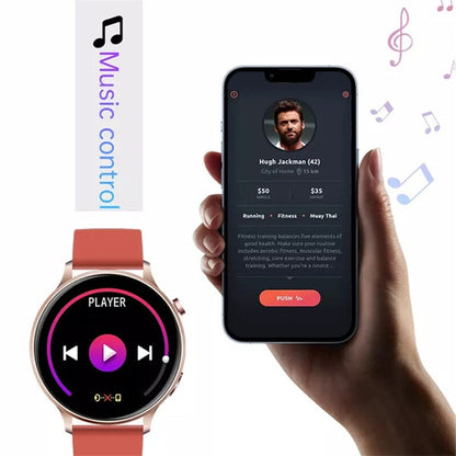 Smartwatch VIVA RED IdealStore Full HD, Ecran de 1.28 Inch cu rezolutie 240x240, Monitorizare tensiune arteriala si frecventa cardiaca, Rezistent la apa IP67, Preluare apeluri si mesaje Bluetooth, Mod multi-sport, Sistem de operare Android sau IOS