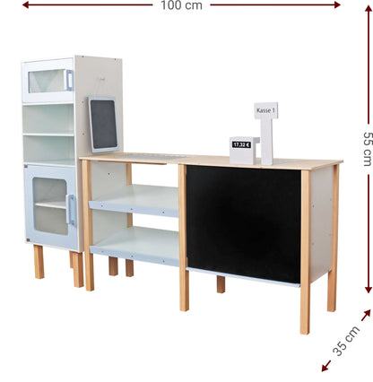 Magazin idealSTORE din Lemn, Joc de Rol, Stimuleaza Imaginatia, Pozitionarea Elementelor in Functie de Joc, Dezvolta Imaginatia, Comunicarea, Lucrul in Echipa, Vopsea Ecologica